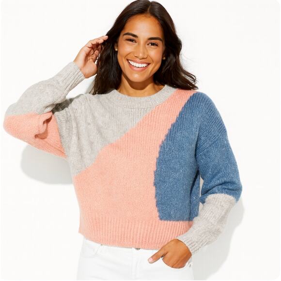 TOPSHOP Women's Abstract Colorblock Sweater Pullover Size 4-6 - Picture 1 of 6